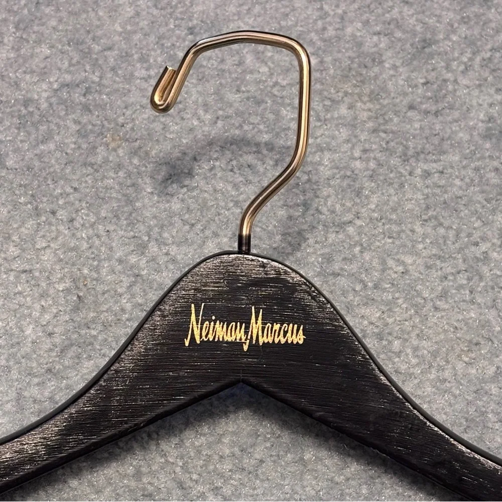 Neiman Marcus Vintage Black Wooden Hanger boutique display luxury closet